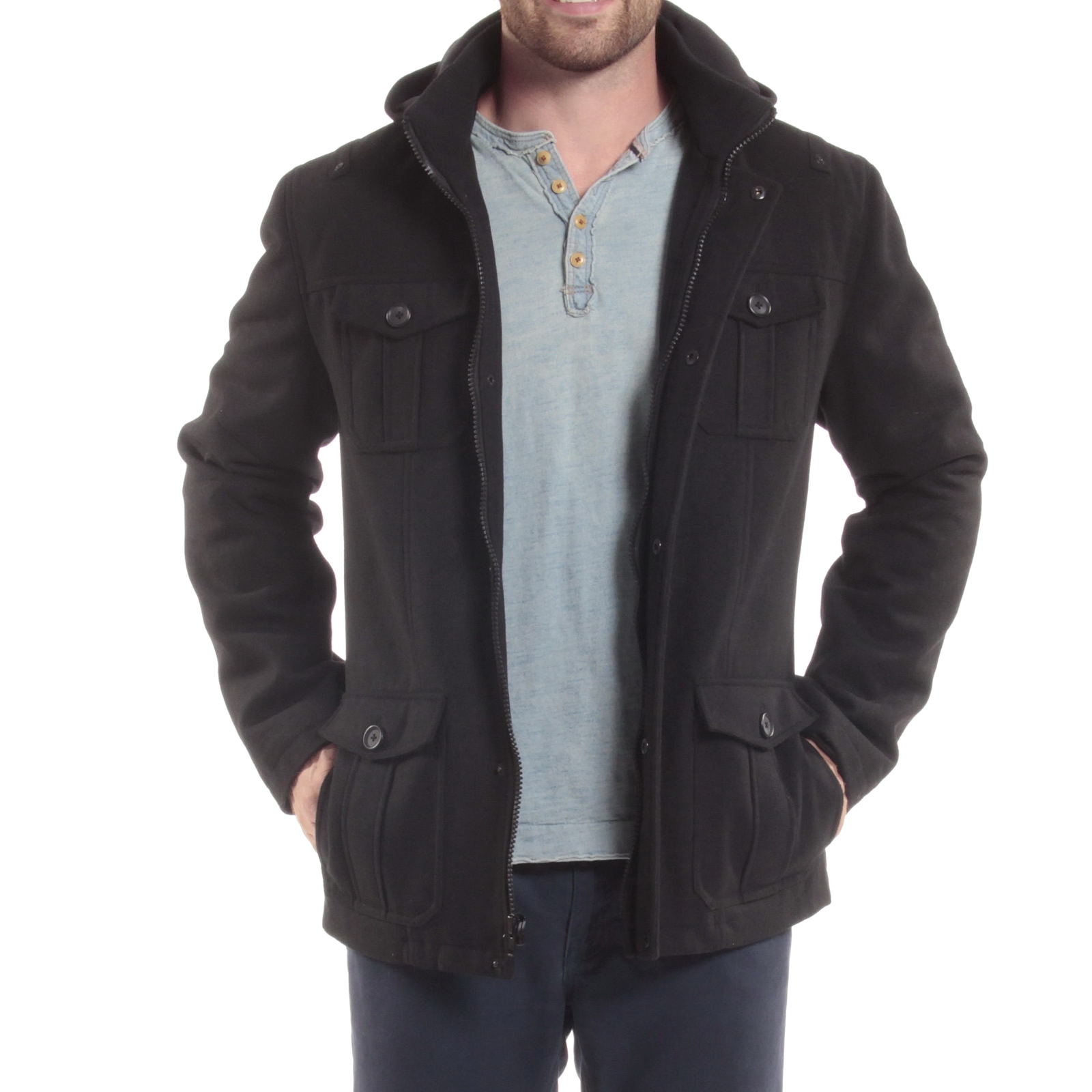 Alpine Swiss Noah Wool Mens Military Jacket Hood Parka Cargo Pocket